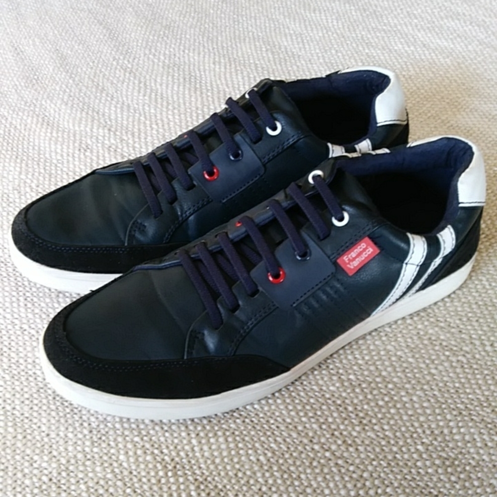 Franco Vanucci Jess-1 Faux Leather Sneakers Size 8.5 Navy Blue Red White
